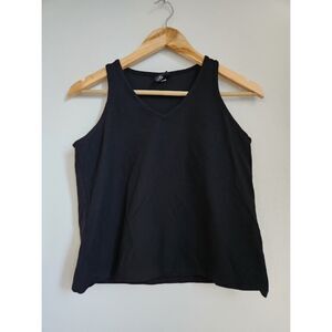 Eileen Fisher Black V-Neck Tank Top | Size PS